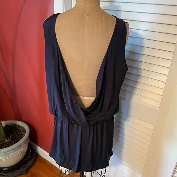 NILI LOTAN | navy blue silk backless dress M - Picture 9 of 13